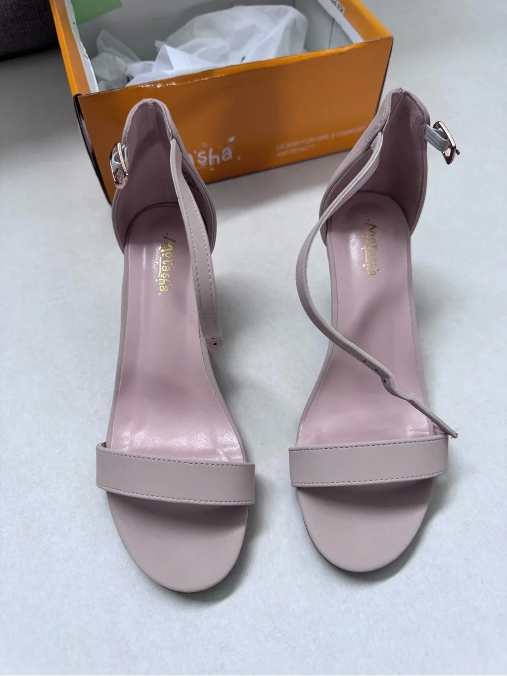 Big Girls Nude Sandals with Heels - Size 3